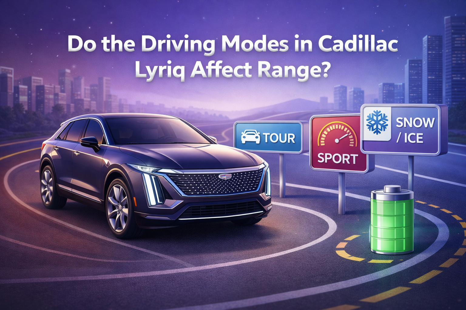 do the driving modes in cadillac lyriq offer different ranges or battery usages?