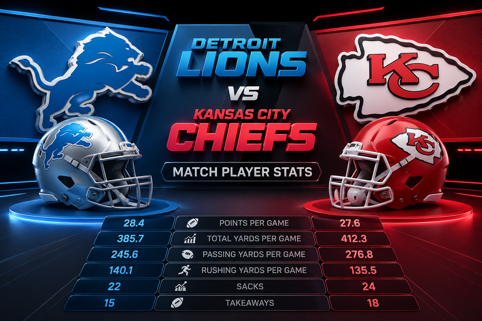 detroit lions vs kansas city chiefs match player stats