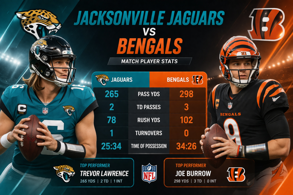 jacksonville jaguars vs bengals match player stats
